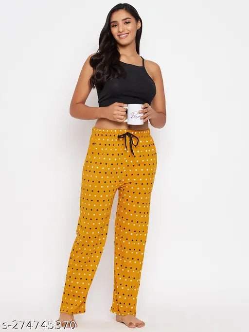 Yellow and orange floral print women's lounge pants