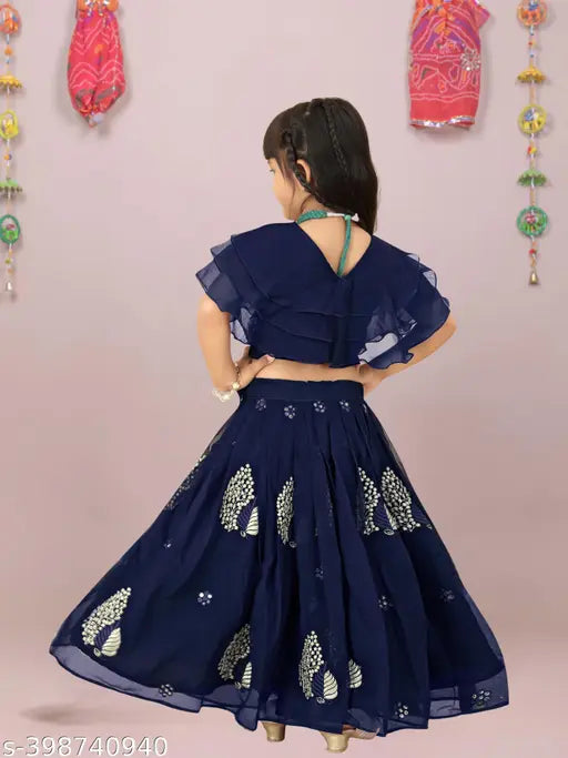 Embroidered georgette lehenga choli for girls 2-8 years, Indian ethnic wear for stylish party dresses