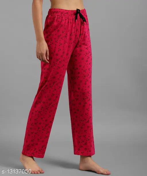 Red and white cotton regular pyjamas, women's