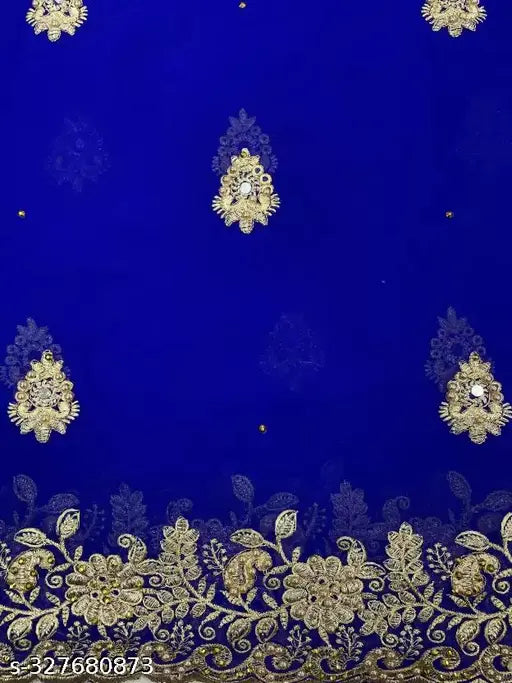 Stylish saree with intricate CC georgette embroidery, rich stone work throughout, cut-work border, party wear