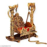 Metal Krishna Parrot Jhula Laddu Gopal for home & office - Indian hand-carved metal swing decor, perfect for Janmashtami festivals