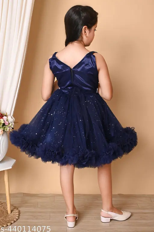Blue satin party dress, fastive, toddler girl