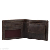 Genuine leather men's wallet by Keviv, solid net brown wallet for everyday carry
