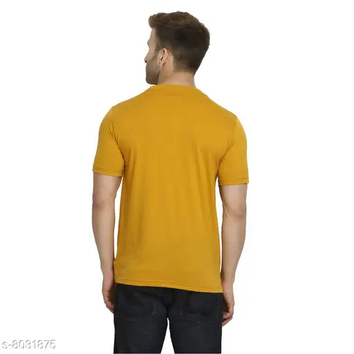 Polo Plus Men yellow logo printed half sleeve cotton T-shirt, short sleeves, size M (38" chest)