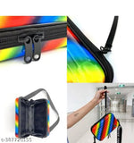 Designer women slingbag, multi-colored, fabric material, zip closure