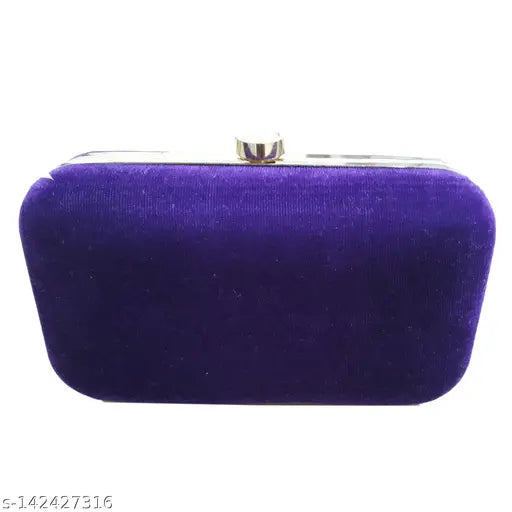 Purple velvet handmade beadwork clutch wallet, featuring a metallic clasp