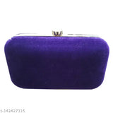 Purple velvet handmade beadwork clutch wallet, featuring a metallic clasp