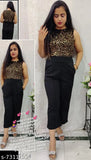 Golden cotton blend sleeveless jumpsuit with self-design net sequence, size S (34in bust, 47in length), Made in India