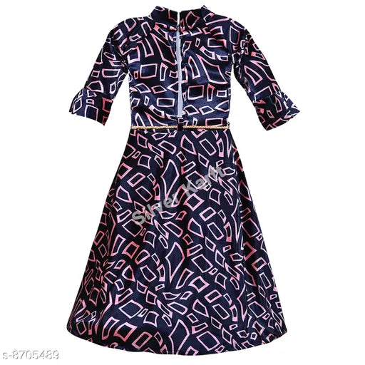Silver Kraft cotton blend printed net party dress for girls, ages 12-18 months to 4-5 years, India origin