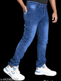 Stylish cotton blend blue jeans for men, dyed/washed - 1 pair, sizes available from 28 to 36 (India origin)