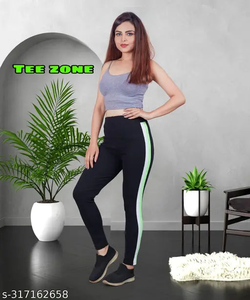 Solid Lycra jeggings for women, high waist and ankle length, stretchable and skinny fit workout pants, available in sizes S-XXL from India