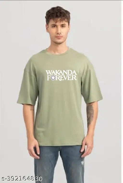 Men's oversize round neck, printed cotton blend t-shirt in trendy colors - India