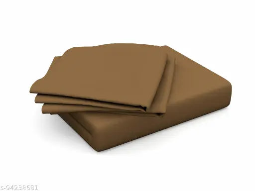 Beige superior soft cotton anti-microbial, anti-bacterial single bed sheet (90x60 inch), with 1 pillow cover (18x28 inch). Glace cotton flat sheets for added comfort and elegance