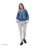 Denim self-design Urbane Modern waistcoat for women, long sleeves, free size, made in India