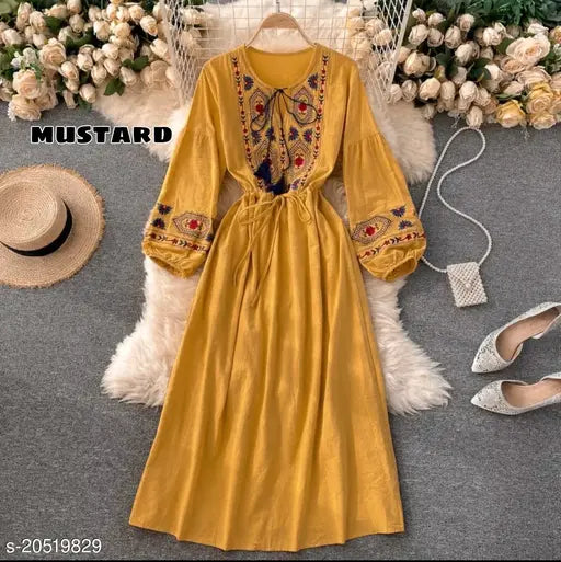 Rayon embroidered kurti for women, trendy three-quarter sleeves, XL size (bust 42in), Made in India