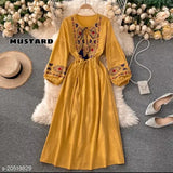 Rayon embroidered kurti for women, trendy three-quarter sleeves, XL size (bust 42in), Made in India