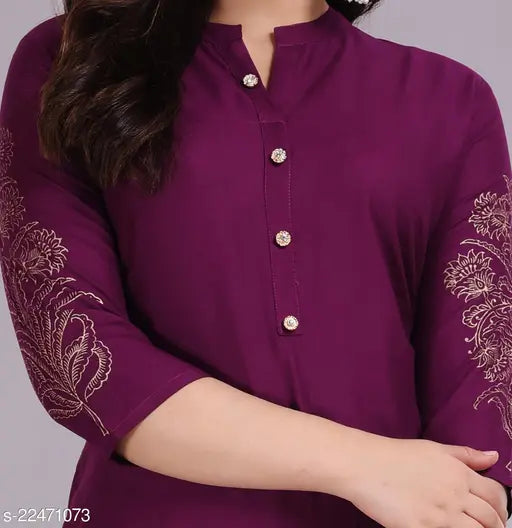 Colorblocked rayon Alisha Refined Women's kurta set with palazzo bottoms, featuring three-quarter sleeves and hand block gold print