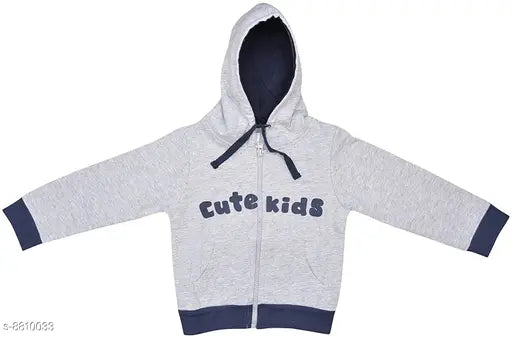 Luke & Lilly Kid's Printed Hood Grey Melange Sweatshirts & Hoodies