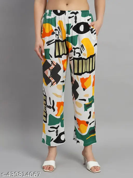 Vibrant, colorful, patterned bottoms with multiple pockets