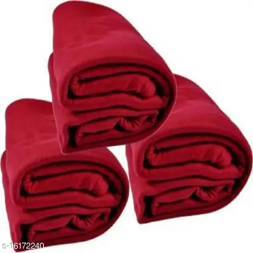 Double solid fleece blankets pack of 3 - microfiber, free size, warm & cozy
