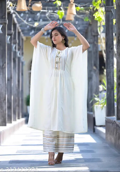 Rayon Kaftan Kurta & Palazzos Set - Printed, Comfortable, Chic Women's Wear