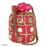 Embroidered Sana Stylish Women's Potli, Indian handcrafted accessory, 10cm height x 8cm length x 7cm width