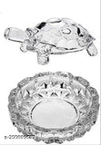 Clear crystal turtle glass kachua decorative piece with round base feng shui office showpiece home decor