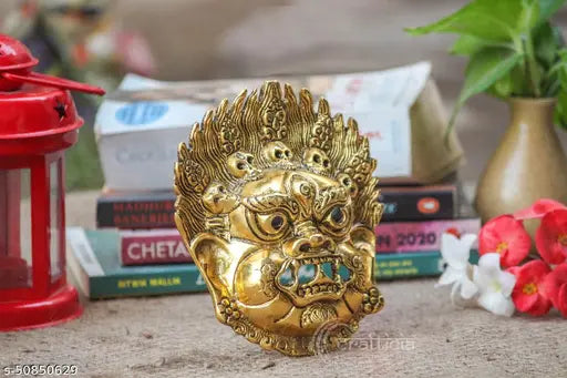 Golden metal face mask against negative energy, nazar battu style with evil eye protection