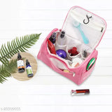 Pink fabric net travel pouch for women, ideal for organized toiletries and travel essentials