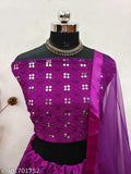 Embellished net lehenga set for women, semi-stitched with 44 inch waist and 43 inch length. Origin: India
