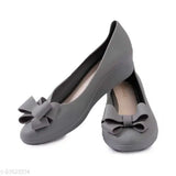 Grey PU belly shoes, comfortable and lightweight, embellished design for girls & women, Indian origin