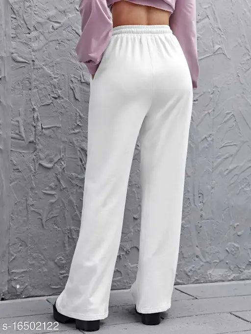 White cotton high waist trousers