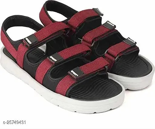 Red and black synthetic boys flip flops combo set