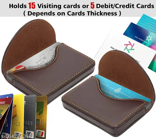 Shiny silver faux leather/leatherette Wood Bazar RFID credit card holder wallet (95 x 65 x 13 cm), secures up to 6 cards with a coin pocket