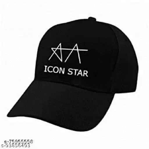 Embroidered cotton AA ICON STAR baseball cap, black one-size pack from India