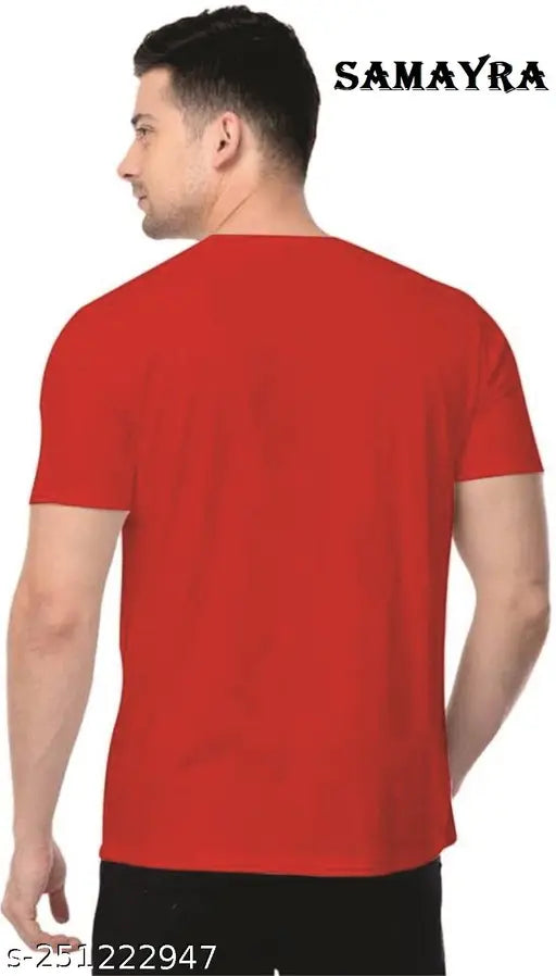 Polyester red penguin short sleeve printed t-shirt, vibrant design for casual wear in various sizes (S-XXL), origin India