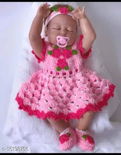 Pink wool net best selling kids set, featuring 1-2 years clothing for baby in pink