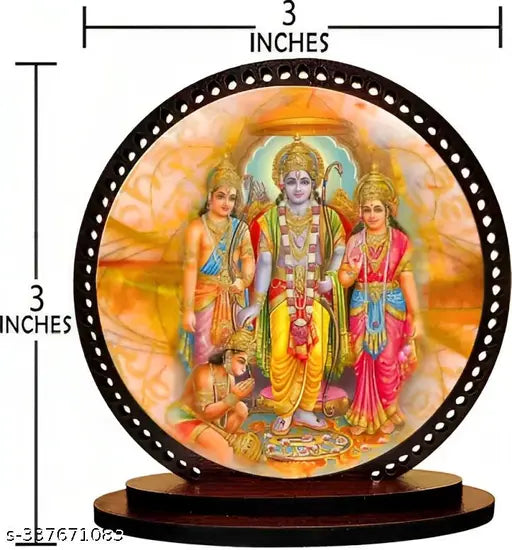 High-quality wooden Lord Ram dashboard idol for car and home decorative showpiece, matte finish, double-sided tape installed, 3"x3.2" x 3"x9", made in India