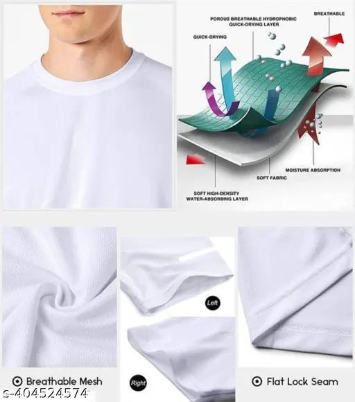White printed round neck full sleev polyester t-shirts, long sleeve size S-XL (India)