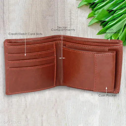 PU leather men's wallet by Loopa Styles, features 3 compartments, free size (10cm x 1cm), made in India