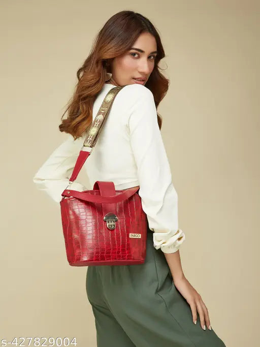 Maroon women's sling bag, women handbag with long strap