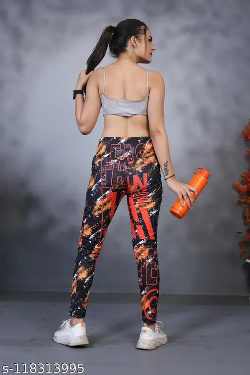 Printed net Lycra high-waist jeggings for women - Stylish DRYFIT lycra tights from India