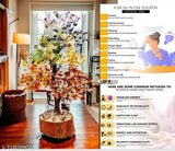 Natural crystals set, seven chakra bonsai tree: Lapis lazuli, carnelian, amethyst, clear quartz, red jasper, yellow aventurine, green aventurine. High pranic energy, feng shui decor for prosperity, health & luck. Approx. 10-11 inch (N:1)