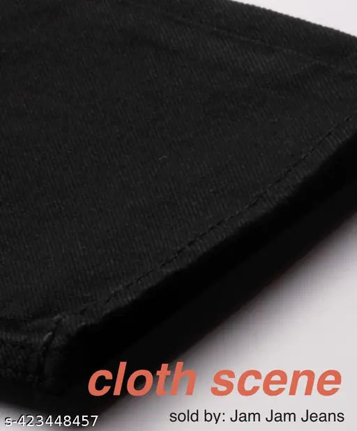 Black denim men's jeans, straight fit & relaxed, best-selling #blackjeans for casual and formal wear. Solid pattern, slim fit in sizes: 26 (Waist: 26in, Length: 39in, Hip: 32in), 28 (Waist: 28in, Length: 39in, Hip: 34in), 30 (Waist: 30in, Length: 39in, Hip: 36in), 32 (Waist: 32in, Length: 39in, Hip: 38in). Made in India