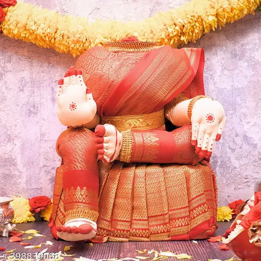 Red and gold fabric saree