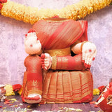 Red and gold fabric saree