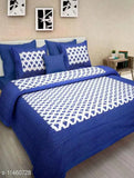 Jaipuri printed cotton double bed sheet with 2 pillow covers, vibrant Indian design on queen-sized bed and pillows