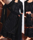Black rayon kurta, sharara style, dupatta set