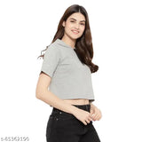 Cotton blend long-sleeve women's solid t-shirt set, size S-XL from India