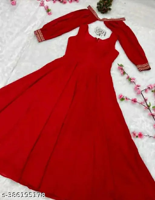 Georgette fancy kurta set with three-quarter sleeves, ready-to-wear, single solid pattern, XL to 5XL sizes, made in India